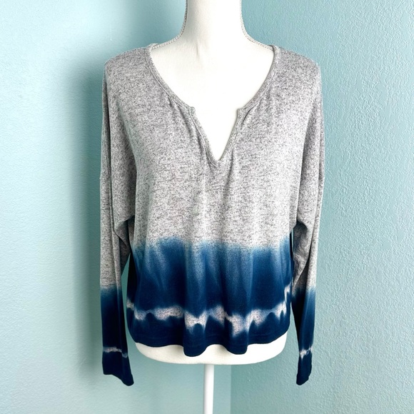 Roxy Sweatshirt Sm Staying True Sweatshirt Gray Blue Stretchy Dip-Dyed - Picture 4 of 13